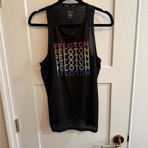 Peloton Black Muscle Tee with Multicolor Logo